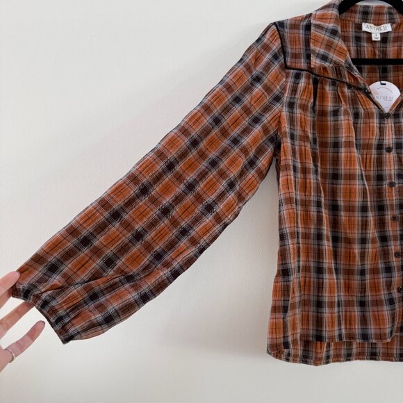 NWT Anthem The Label Button Down Plaid Top. Size small - Picture 10 of 12